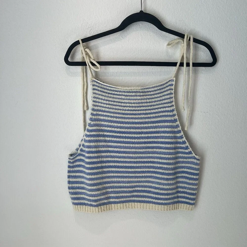 Free People Women's Claire Tank Granada Sky Combo Size S Preppy Summer Boho